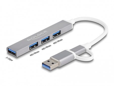 Delock 64214 4 Port Slim Usb Hub With Usb Type-C™