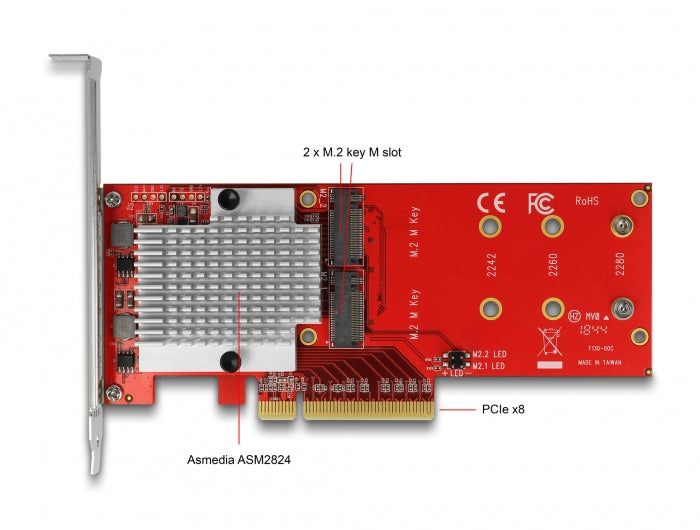 Delock 90305 Pci Express X8 Card To 2 X Internal Nvme M.2 Key M