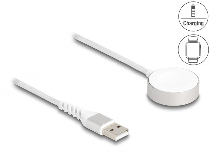 Delock 83006 Usb Charging Cable For Apple Watch Mfi 1 M White Magnetic