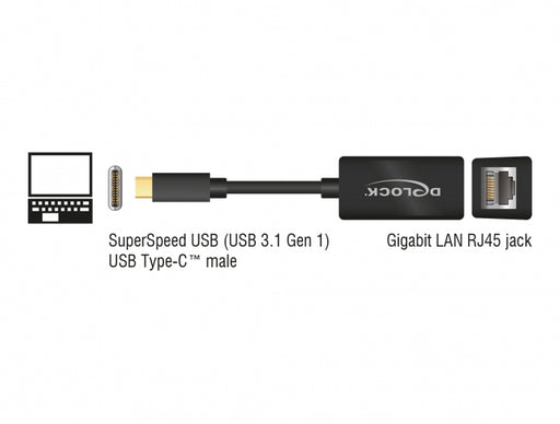 Delock 66043 Usb Type-C™ Adapter To Gigabit Lan Compact Black