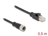 Delock 60072 M12 Adapter Cable D-Coded 4 Pin Female To Rj45 Male 50 Cm