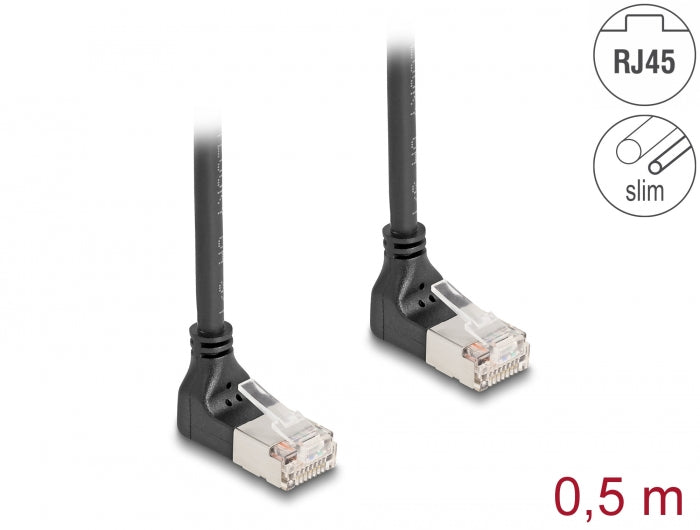 Delock 80280 Rj45 Network Cable Cat.6A S/Ftp Slim 90° Upwards