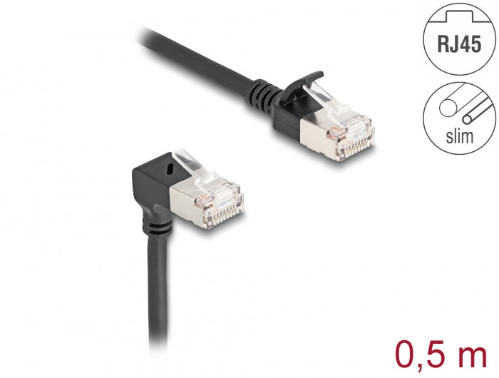 Delock 80304 Rj45 Network Cable Cat.6A S/Ftp Slim 90° Downwards Angled