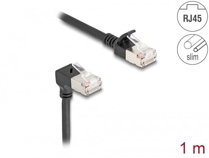 Delock 80305 Rj45 Network Cable Cat.6A S/Ftp Slim 90° Downwards Angled