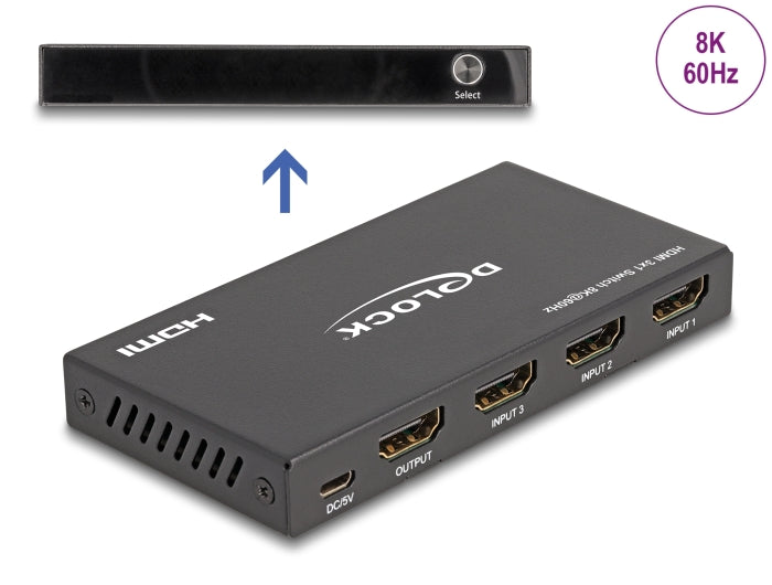 Delock 18603 Hdmi Switch 3 X Hdmi In To 1 X Hdmi Out 8K 60 Hz