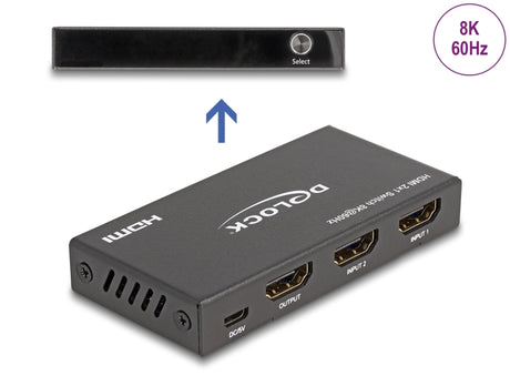 Delock 18607 Hdmi Switch 2 X Hdmi In To 1 X Hdmi Out 8K 60 Hz