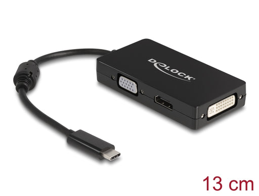 Delock 63925 Adapter Usb Type-C™ Stecker > Vga / Hdmi / Dvi Buchse Schwarz