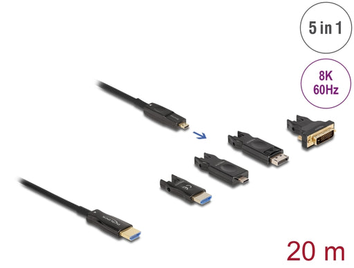 Delock 86007 Active Optical 5 In 1 Hdmi Cable 8K 60 Hz 20 M