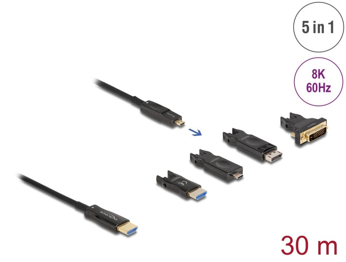 Delock 86010 Active Optical 5 In 1 Hdmi Cable 8K 60 Hz 30 M