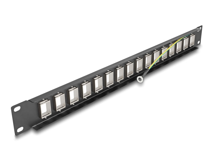 Delock 66758 19″ Keystone Patch Panel 16 Port 1U Black