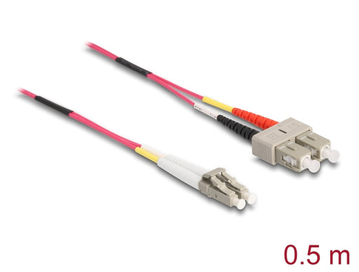 Delock 86546 Cable Optical Fibre Lc To Sc Multi-Mode Om4 0.5 M