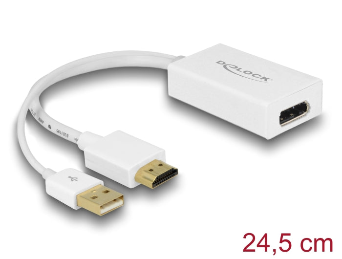 Delock 62496 Adapter Hdmi-A Male > Displayport 1.2 Female White