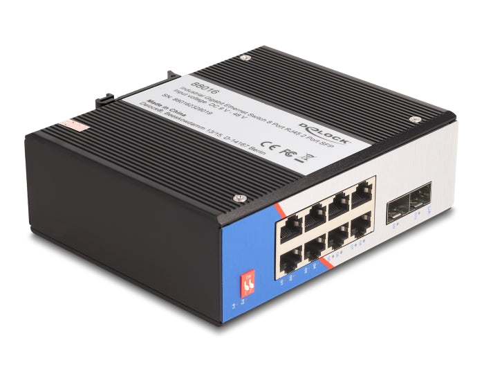 Delock 88016 Industrial Gigabit Ethernet Switch 8 Port Rj45 2 Port Sfp