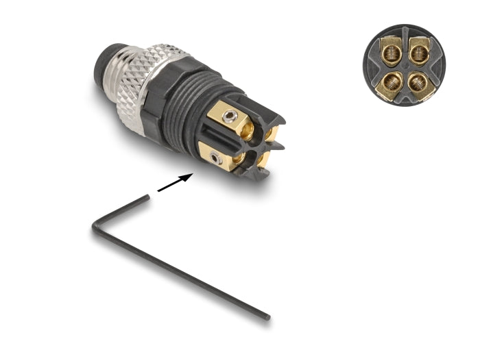 Delock 60530 M8 Connector A-Coded 4 Pin Male For Mounting With Screw Connection