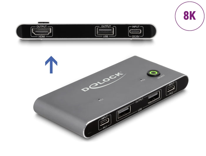 Delock 11486 Usb-C™ Kvm Switch To Hdmi 8K 60 Hz With Usb 2.0