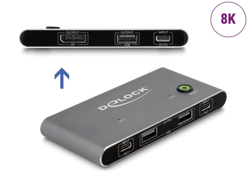 Delock 11487 Usb-C™ Kvm Switch To Displayport 8K 30 Hz With Usb 2.0