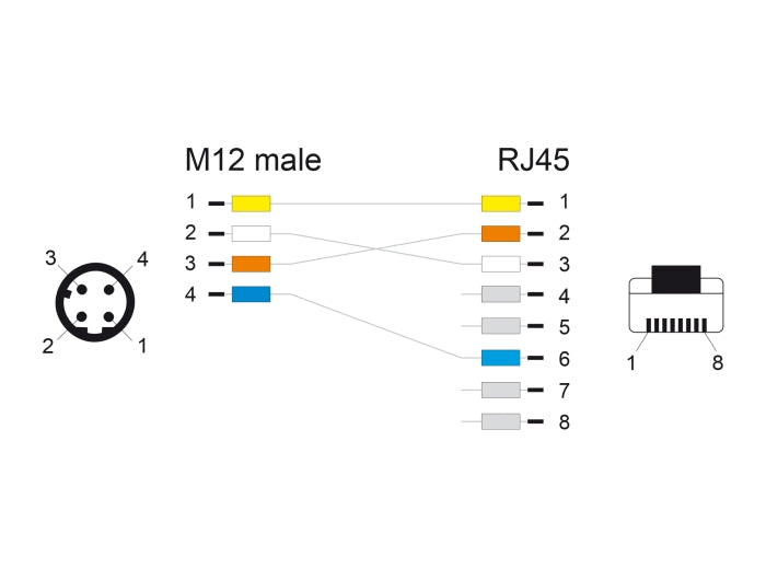 Delock 80427 M12 Cable D-Coded 4 Pin Male To Rj45 Male Pur (Tpu) 2 M