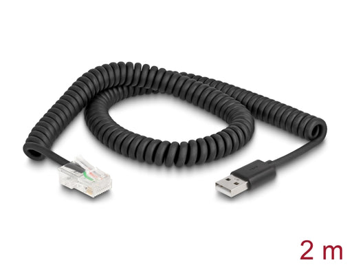 Delock 90601 Rj50 To Usb 2.0 Type-A Barcode Scanner Coiled Cable 2 M