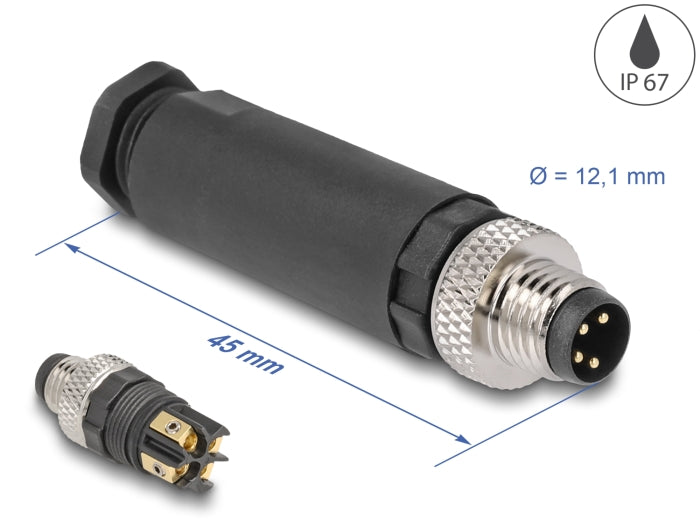 Delock 60530 M8 Connector A-Coded 4 Pin Male For Mounting With Screw Connection