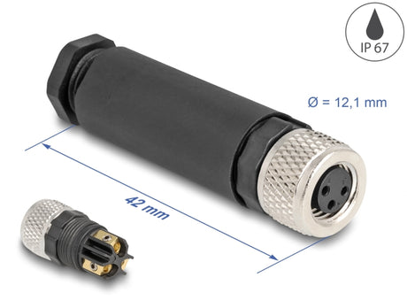 Delock 60531 M8 Connector A-Coded 3 Pin Female For Mounting