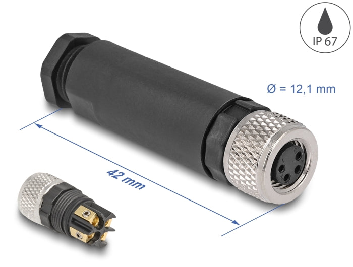 Delock 60532 M8 Connector A-Coded 4 Pin Female For Mounting