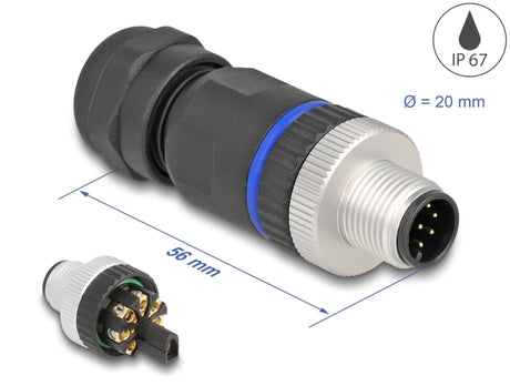 Delock 60535 M12 Connector A-Coded 8 Pin Male For Mounting