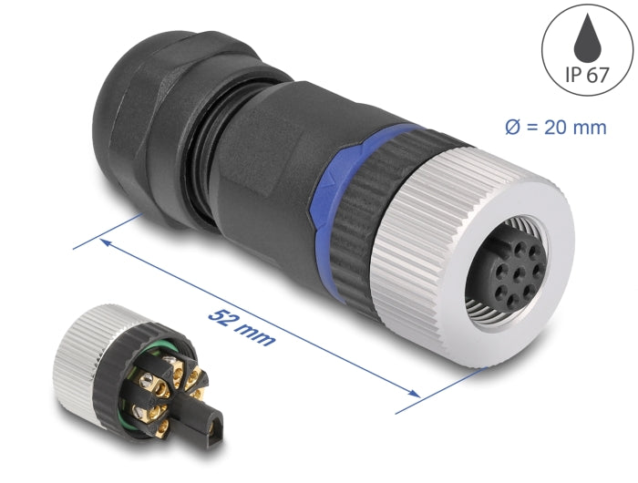 Delock 60538 M12 Connector A-Coded 8 Pin Female For Mounting