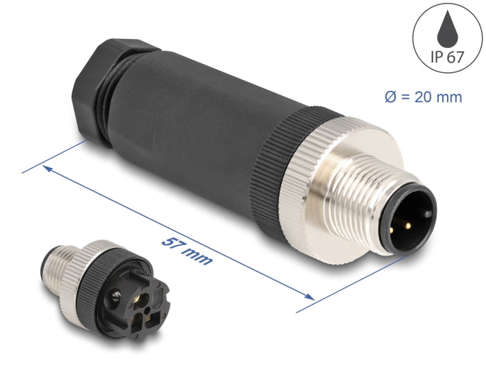 Delock 60566 M12 Connector A-Coded 3 Pin Male For Mounting