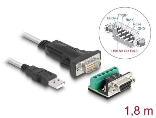 Delock 63465 Adapter Usb 2.0 To Serial Rs-422/485 Male W/ 6 Pin Terminal Block