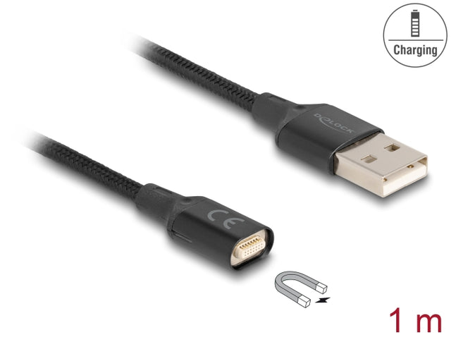 Delock 88167 Magnetic Usb Charging Cable Black 1 M