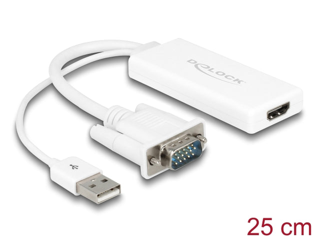 Delock 62460 Vga To Hdmi Adapter With Audio White