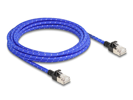 Delock 80379 Rj45 Network Cable With Braided Coating Cat.6A U/Ftp Slim 3 M Blue