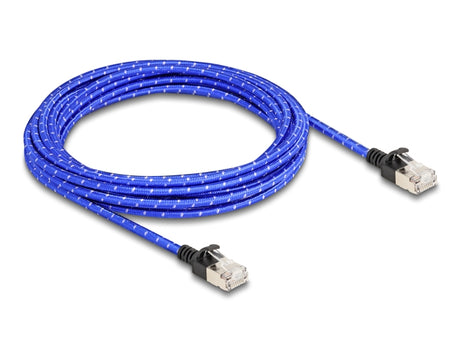 Delock 80380 Rj45 Network Cable With Braided Coating Cat.6A U/Ftp Slim 5 M Blue