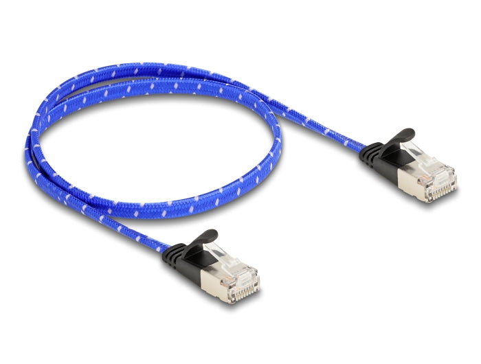 Delock 80382 Rj45 Flat Network Cable With Braided Coating Cat.6A U/Ftp 0.5 M