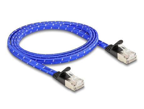 Delock 80383 Rj45 Flat Network Cable With Braided Coating Cat.6A U/Ftp 1 M Blue