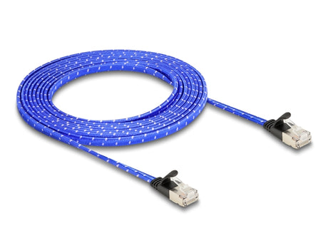 Delock 80385 Rj45 Flat Network Cable With Braided Coating Cat.6A U/Ftp 3 M Blue