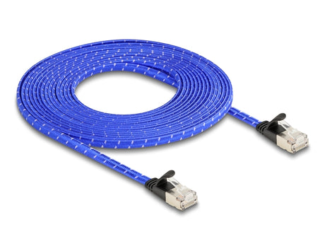 Delock 80386 Rj45 Flat Network Cable With Braided Coating Cat.6A U/Ftp 5 M Blue