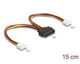 Delock 66611 Sata Power Cable 15 Pin Plug To 2 X Floppy 4 Pin Female 15 Cm