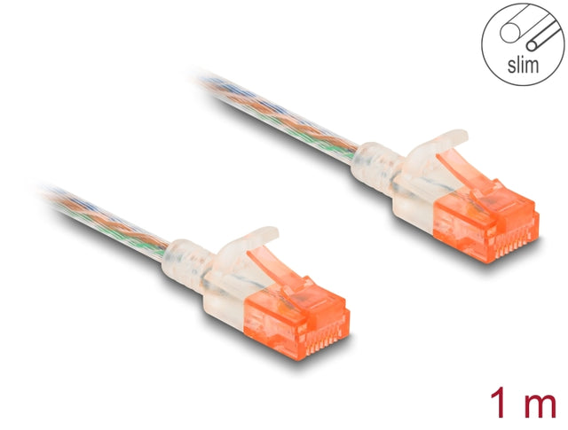 Delock 80353 Rj45 Network Cable Cat.6A U/Utp Slim 1 M Transparent