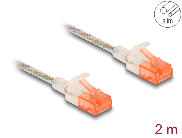 Delock 80354 Rj45 Network Cable Cat.6A U/Utp Slim 2 M Transparent