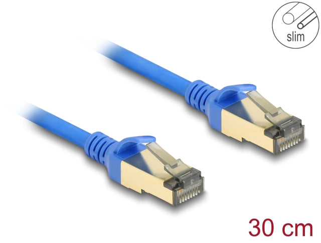 Delock 80331 Rj45 Network Cable Cat.8.1 F/Ftp Slim 0.3 M Blue