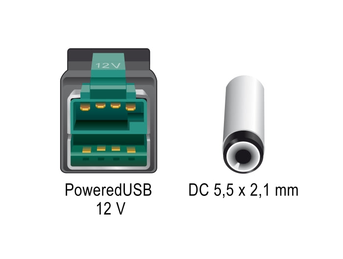 Delock 80011 Poweredusb Cable Male 12 V To Dc 5.5 X 2.1 Mm Male Angled 1 M