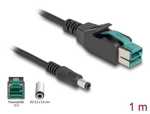 Delock 80495 Poweredusb Cable Male 12 V To Dc 5.5 X 2.5 Mm Male 1 M