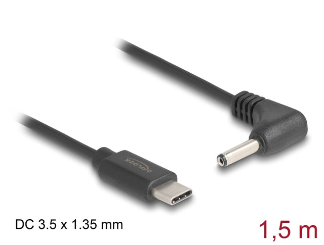 Delock 85393 Usb Type-C™ Power Cable To Dc 3.5 X 1.35 Mm Male Angled 1.5 M