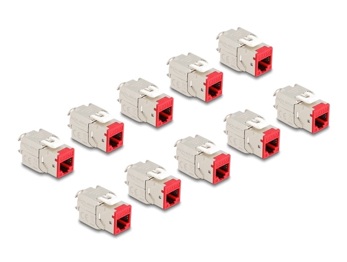 Delock 88115 Keystone Modul Rj45 Jack To Lsa Cat.6A Toolfree Red Set 10 Pieces