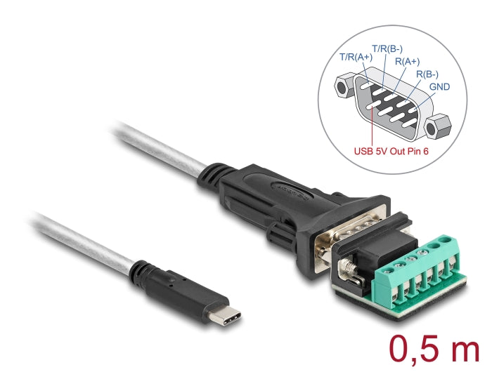 Delock 64266 Adapter Usb To 1 X Serial Rs-422/485 Male W/ 6 Pin Terminal Block