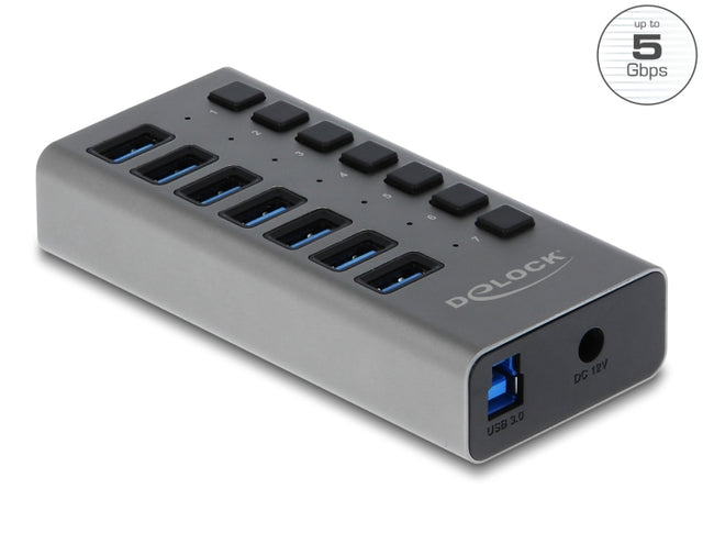 Delock 63669 External Usb 5 Gbps Hub With 7 Ports + Switch