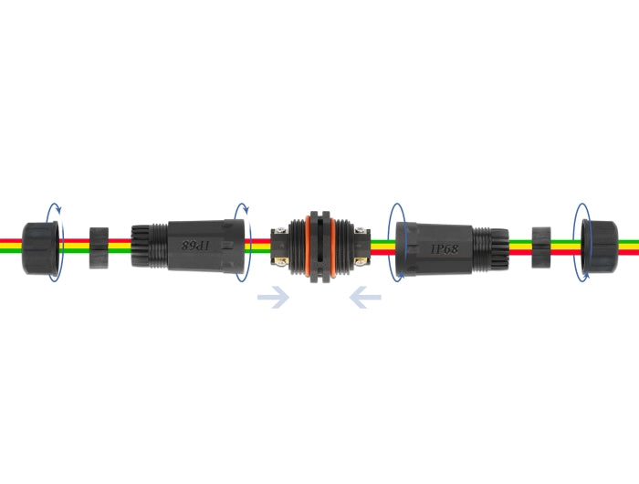 Delock 86913 Cable Connector For Outdoor 3 Pin, Ip68 Waterproof