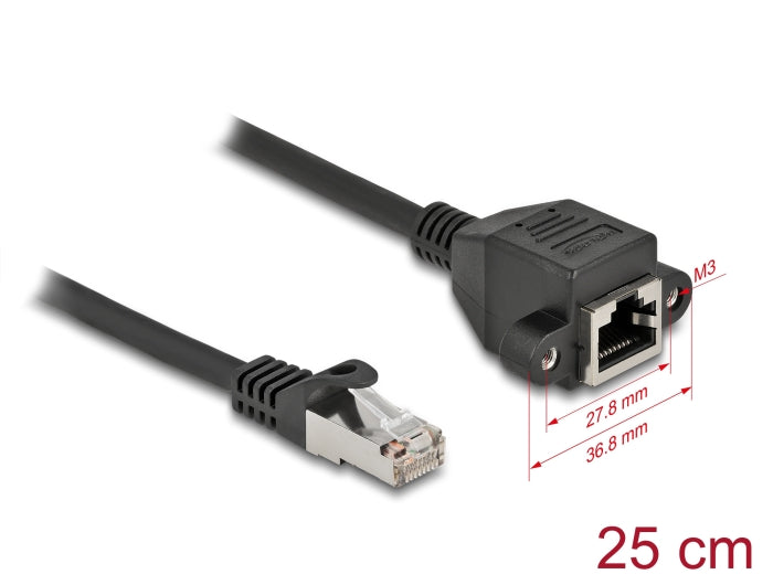 Delock 86998 Network Extension Cable S/Ftp Rj45 Plug To Rj45 Jack Cat.6A 25 Cm