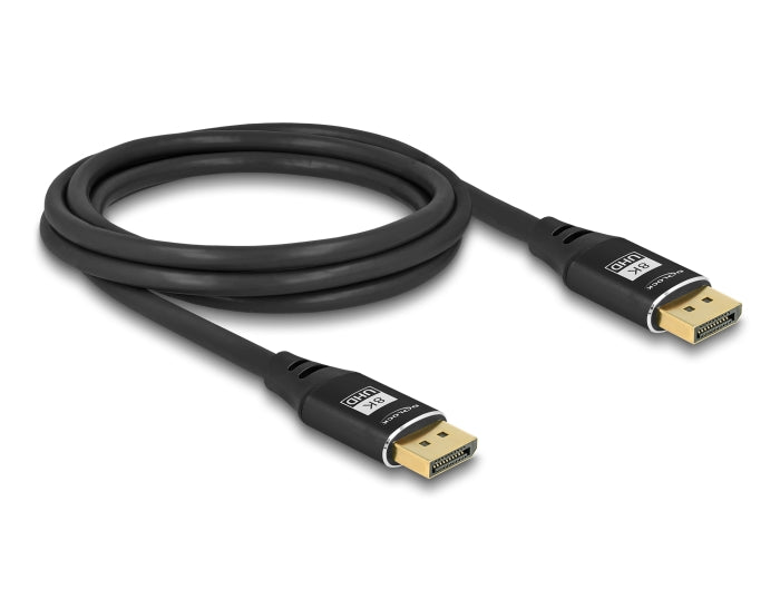 Delock 80621 Displayport Cable 8K 60 Hz 2 M Black Metal